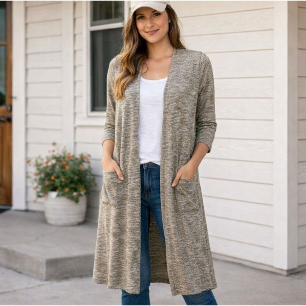 LulaRoe Gray Duster Long Sweater Tunic Cover Up Womens Size M